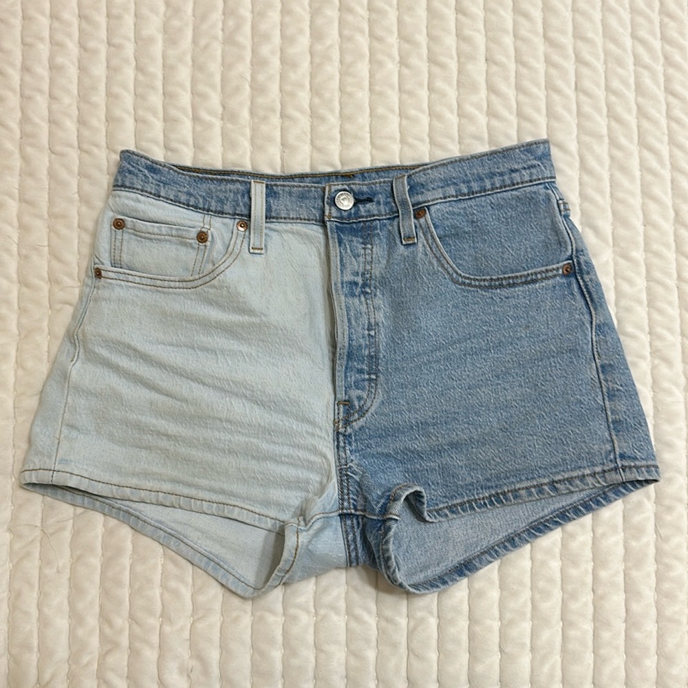 Levi’s 501 two tone high waist denim shorts